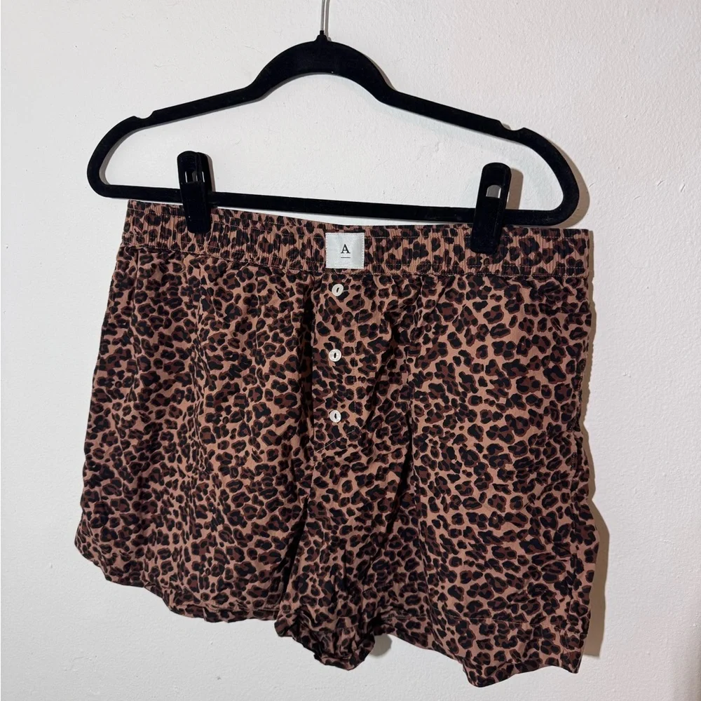 Anthropologie Brown Leopard Print Boxer Shorts - Picture 1 of 3